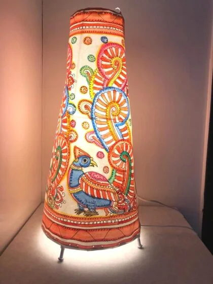 Hand Painted Leather Tall Lamp with holder and wire - Image 3